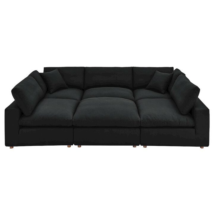Modway Commix 6-Piece Modern Fabric Overstuffed Sectional Sofa in Pure White