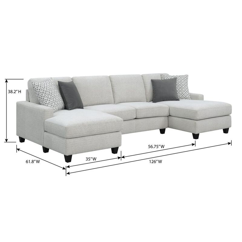 Madrona Burke Chaise Sectional, with Pillows, Two Chaises, Clean Lines, Tapered Block Feet