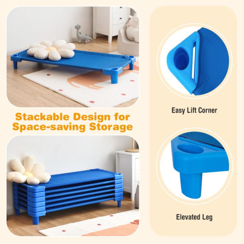 Hivvago Kids Stackable Daycare Cot Pack of 6 with Detachable Oxford Cloth