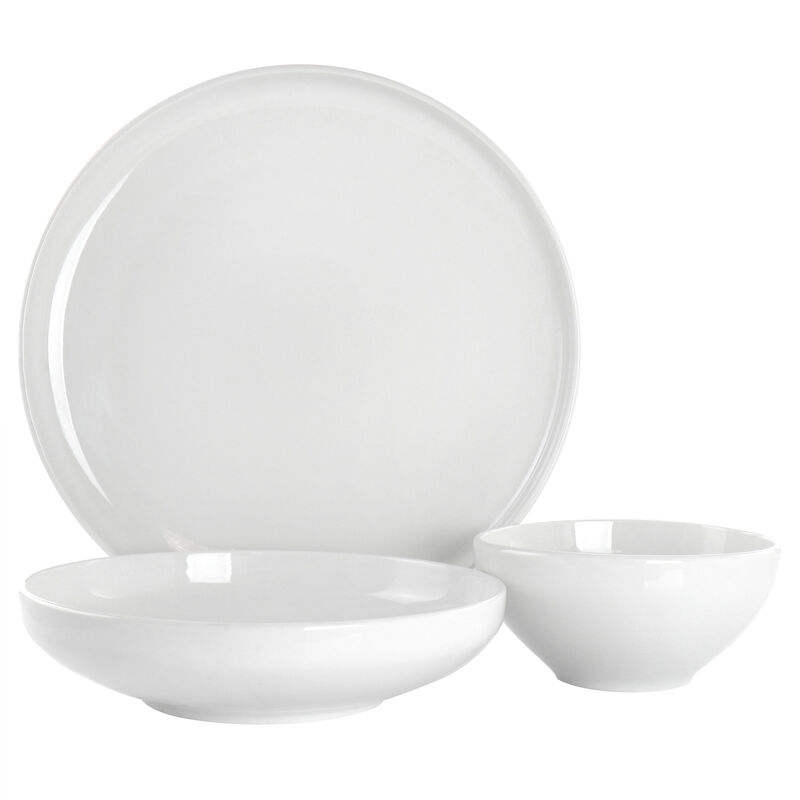 Gibson Home Oslo Peak 12 Piece Fine Ceramic Dinnerware Set in Bright White image number 2