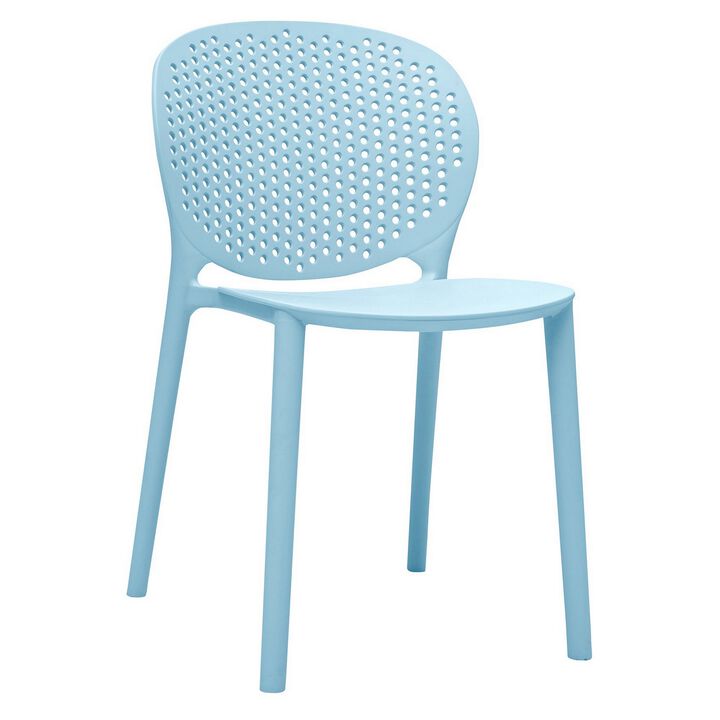 Gyna 14 Inch Kids Side Chair, Round Dotted Backrest, Armless, Blue - Benzara