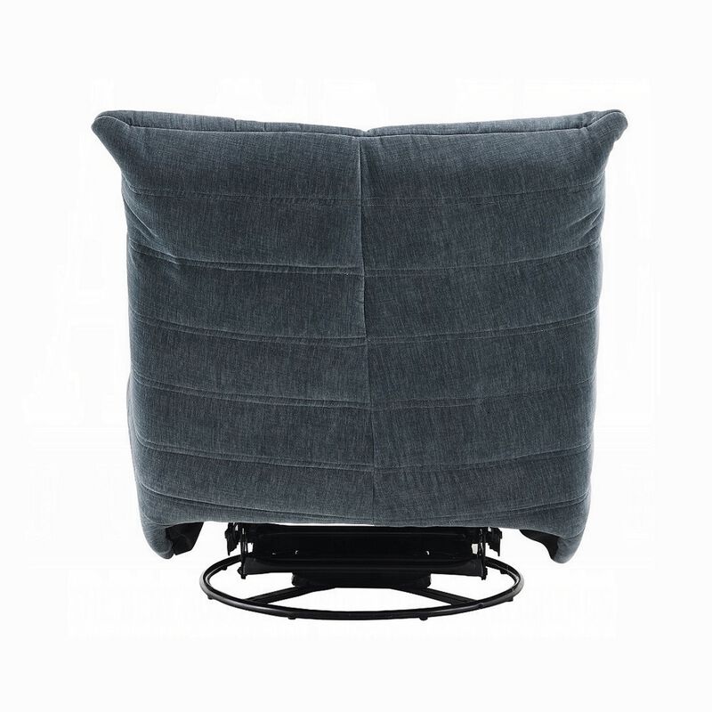 Taon Swivel Glider Manual Recliner Chair, Tufted Dark Gray Chenille - Benzara