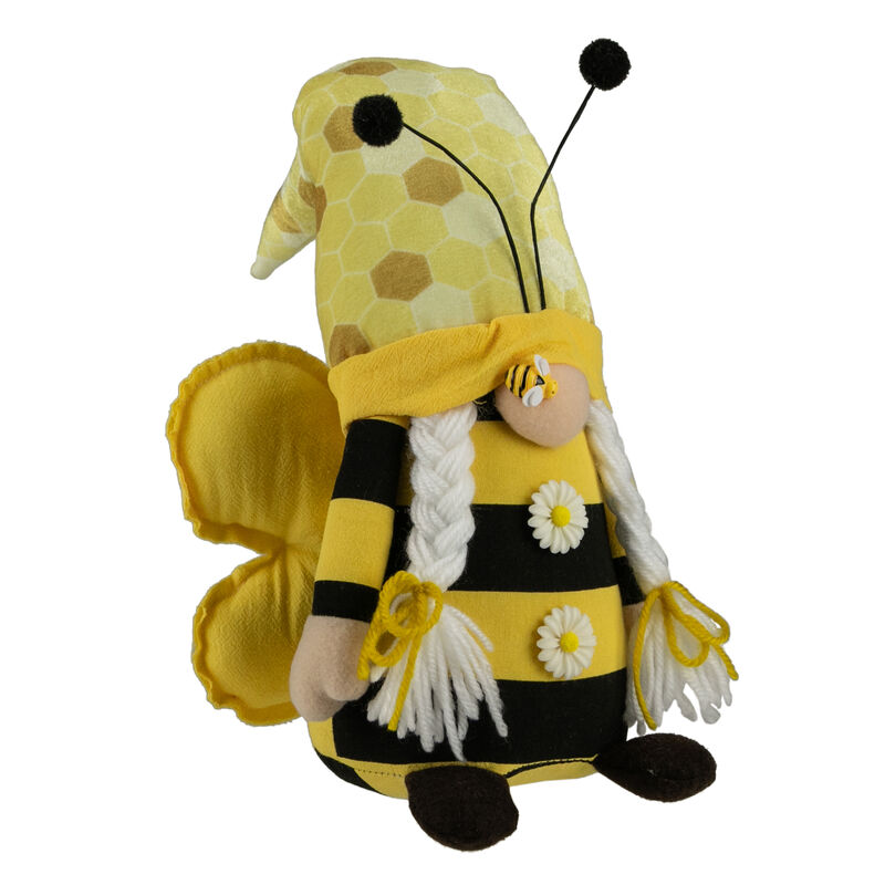 16" Black and Yellow Springtime Bumblebee Girl Gnome Figure