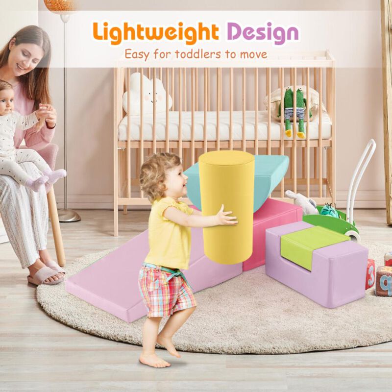 Hivvago 6 Pieces Foam Climbing Blocks Indoor Climb and Crawl Activity Playset with Rectangles