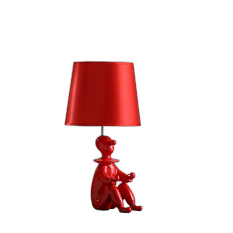 Hivvago 21" Red Bedside Table Lamp With Red Empire Shade