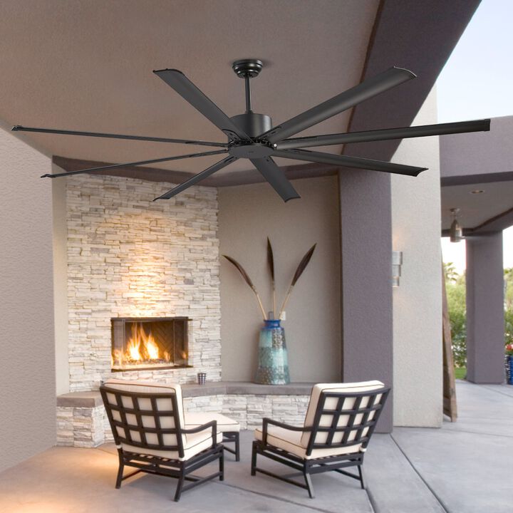 84 Inch Ceiling Fan No Light 8 Blade Remote Reversible DC Motor