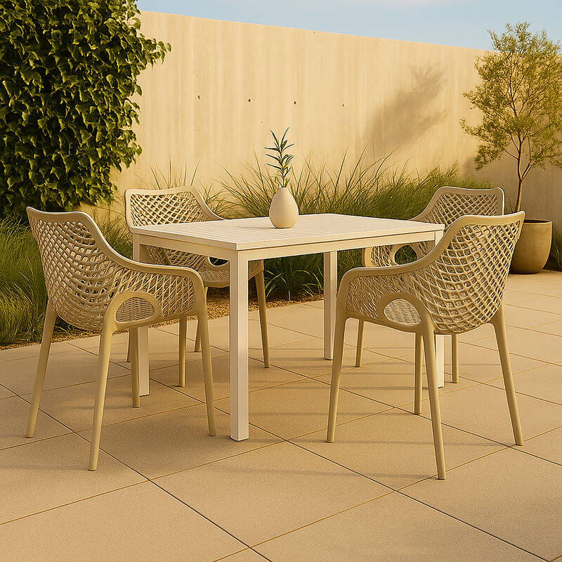 Meridian Furniture Mykonos Taupe Outdoor Patio Dining Chair, Set of 4 image number 1