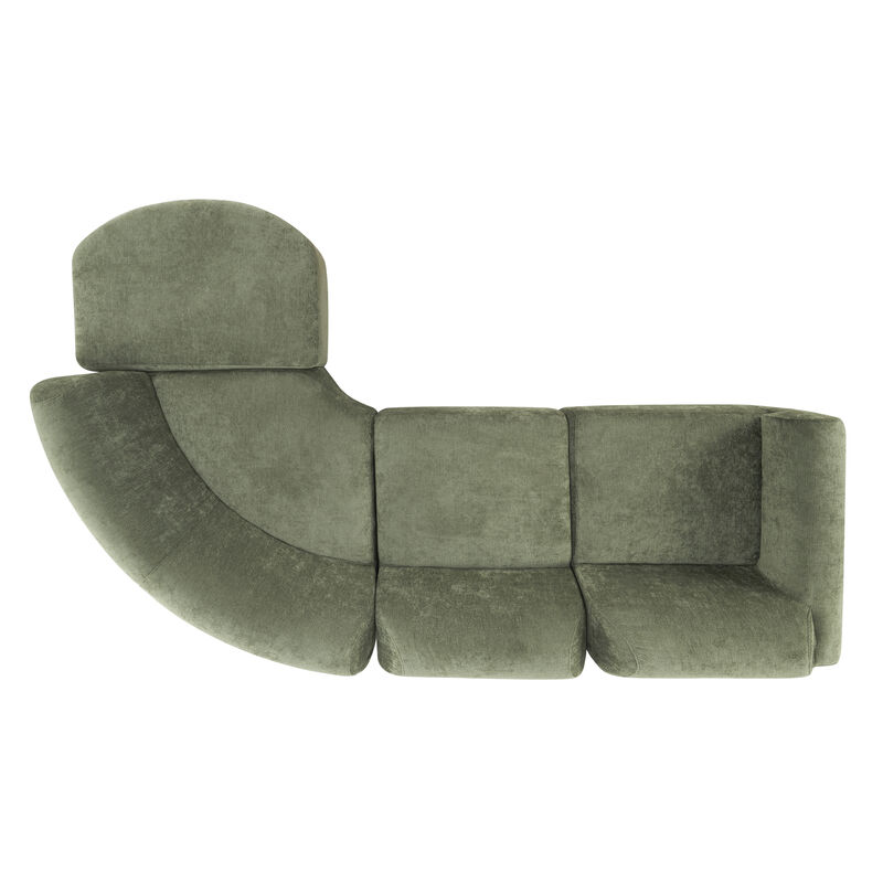 Zorvfu 111" Modern Compressed  Curved Sectional image number 2