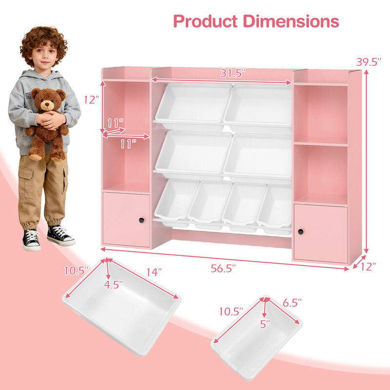 Kids Bookshelf and Toy Organizer with Storage Boxes and Open Shelves image number 2