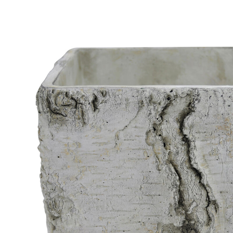 Outdoor Decorative Planter, Faux Bois Textured Terracotta, 7 Inch Gray image number 4