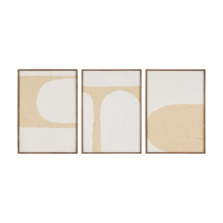 HomeRoots Set Of Three Encore Brown Framed Minimalistic Wall Art