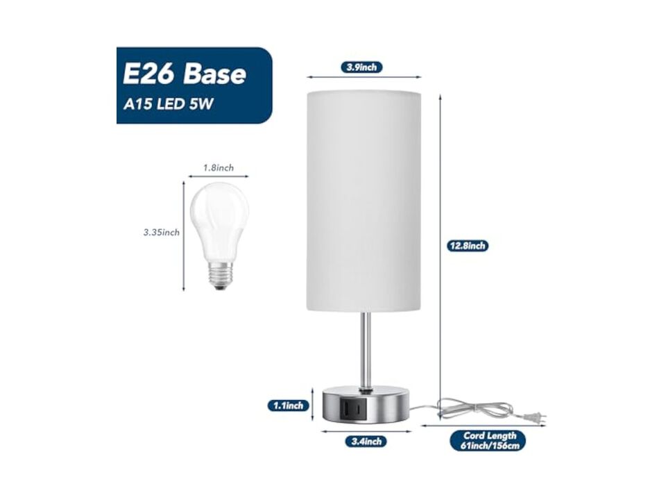 Dimmable Touch Control LED Modern Nightstand Lamp For Living Room Bedroom