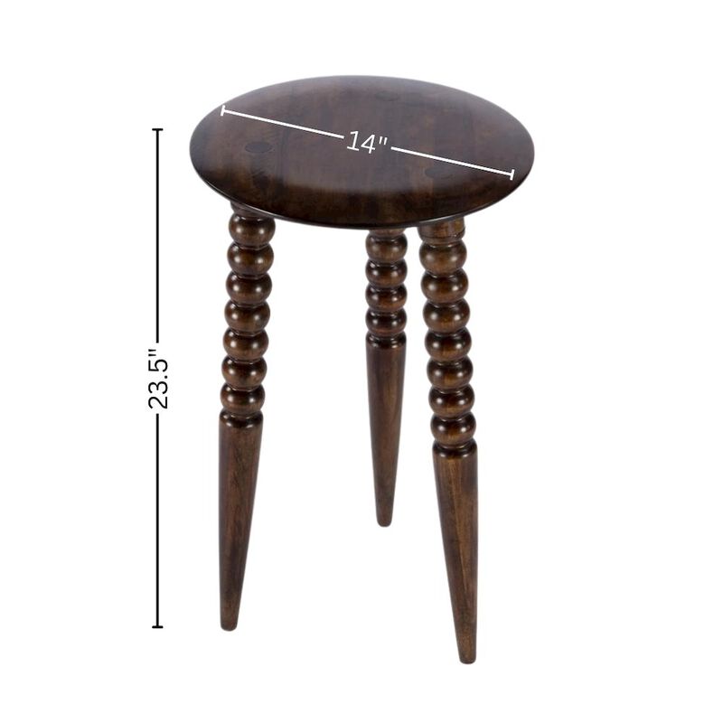 Starlight Canyon Home Round Wood Side Table &ndash; Small Round Nightstand in Brown Mango Finish image number 9