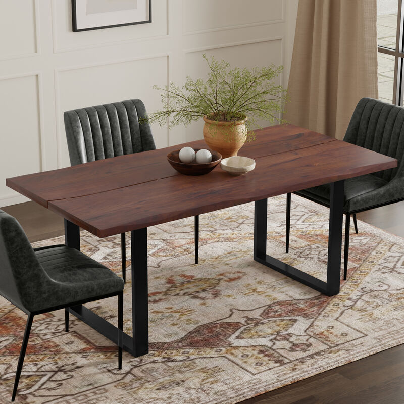 Fieldcrest 72 inch x 36 inch Rectangle Modern Industrial Dining Table in Dark Walnut image number 1