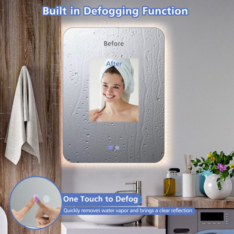 Hivvago 32 x 24 Inch Shatterproof Wall Mirror with 3-Color Lights and  Anti-Fog Function