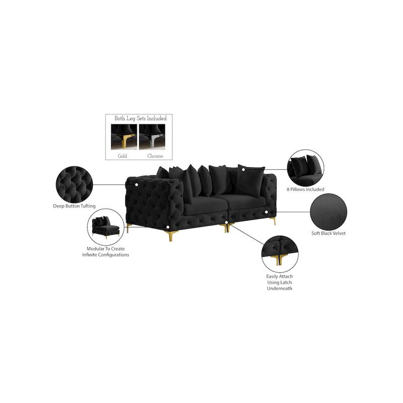 Meridian Furniture Tremblay Black Velvet Modular Sofa