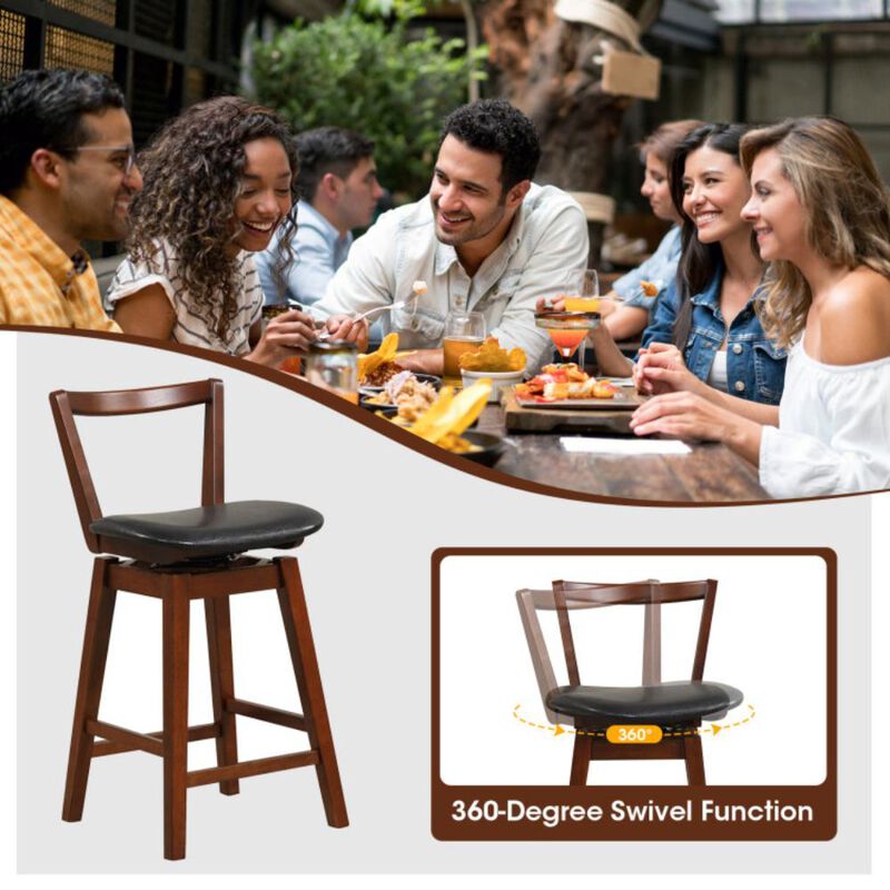 Hivvago Swivel Upholstered PU Leather Stool with Backrest and Cushioned Seat