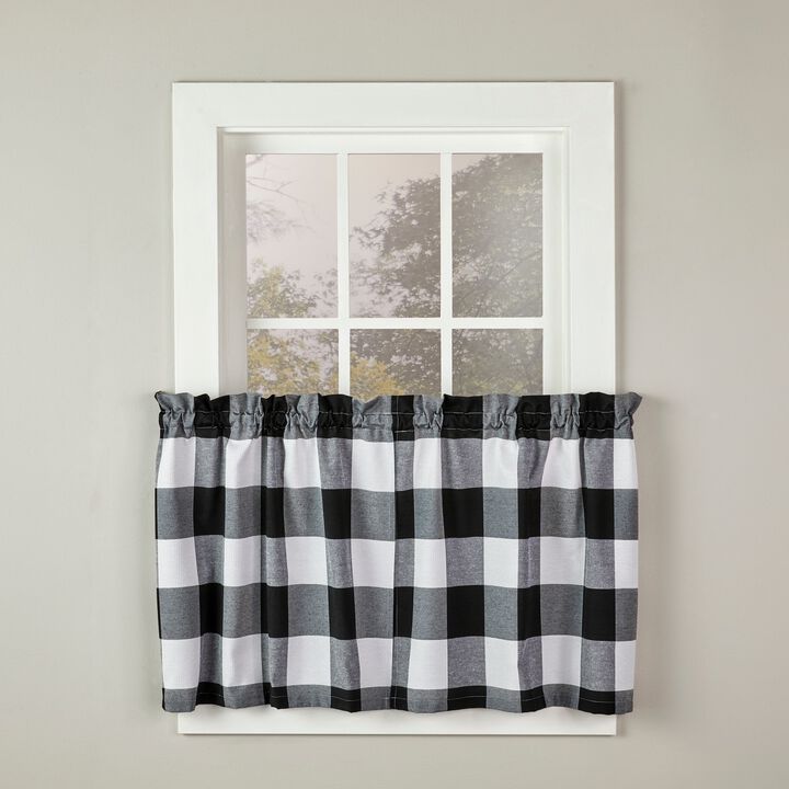 SKL Home By Saturday Knight Ltd Grandin Tier Curtain Pair - 57X24", White/Black