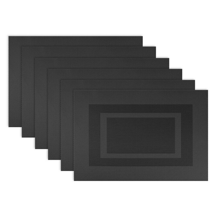Set of 6 Black Double Framed Rectangular Placemats 13" x 19"