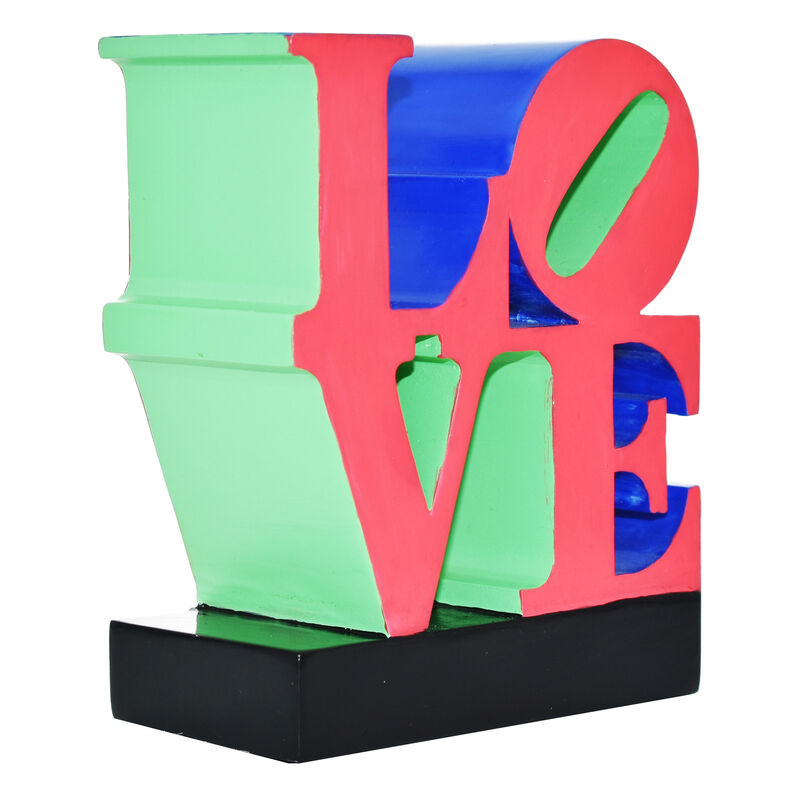 HomeRoots 4" Red Blue Green And Black Resin Love Tabletop Sculpture image number 3