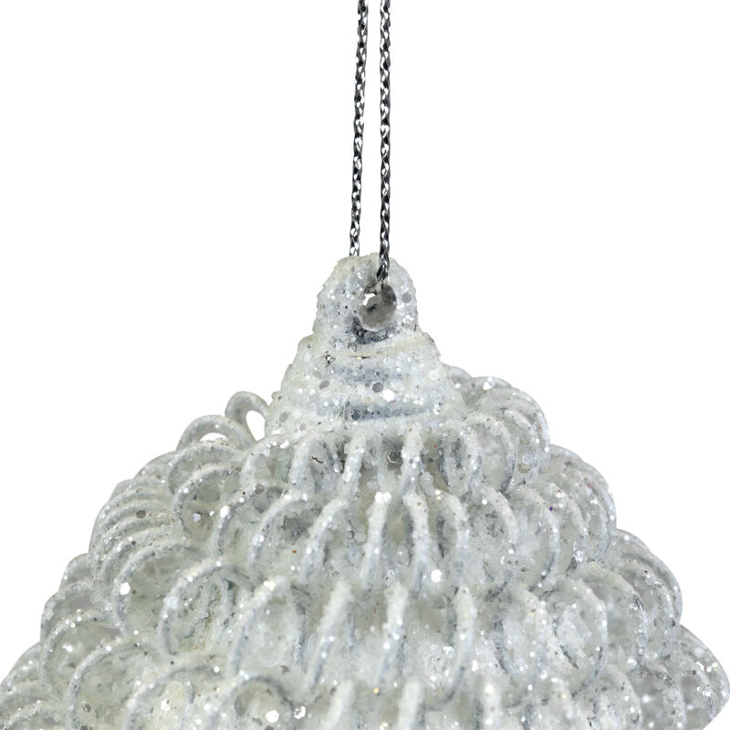 5.5" White Glitter Spiral Coiled Wire Finial Christmas Ornament image number 2