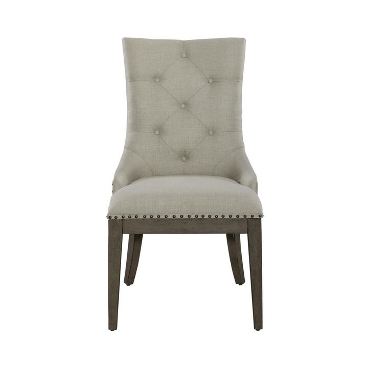 Liberty Furniture Americana Farmhouse Upholstered Shelter Side Chair (RTA) in Dusty Taupe