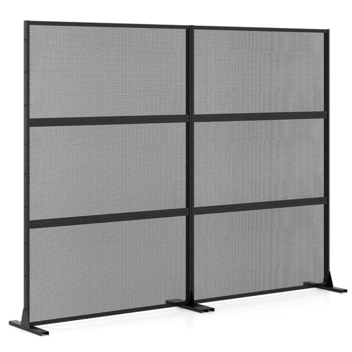 2 Piece Metal Outdoor Privacy Screen Panels with Expansion Bolts