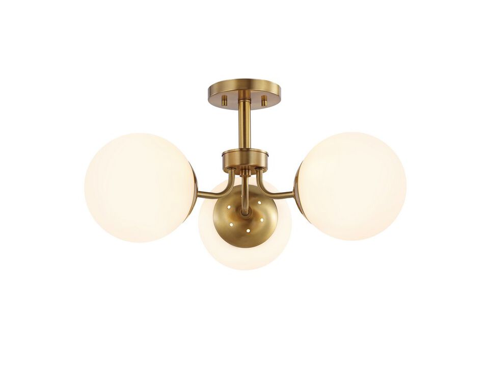 Olivier 3-Light Bohemian Farmhouse Iron/Frosted Glass LED Semi Flush Mount