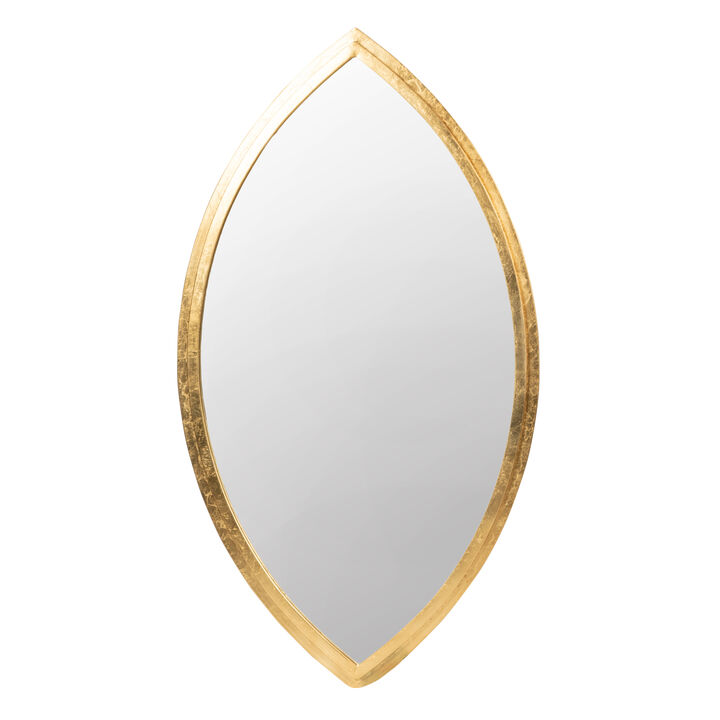 Oval Shape Metal Frame Wall Mirror, Gold-Benzara