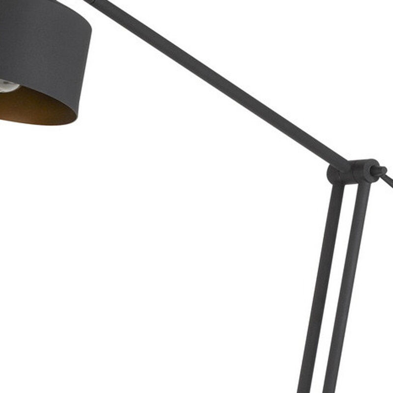 HomeRoots 65" Black Adjustable Traditional Shaped Floor Lamp With Black Dome Shade image number 3