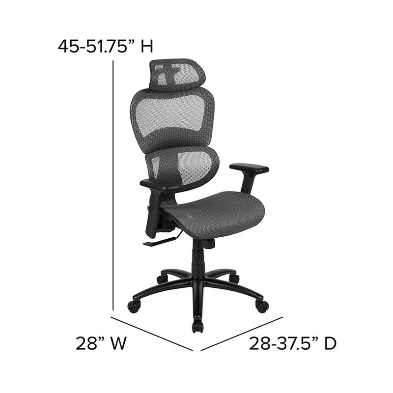 LO Ergonomic Mesh Office Chair with 2-to-1 Synchro-Tilt, Adjustable Headrest, Lumbar Support, and Adjustable Pivot Arms in Black image number 8