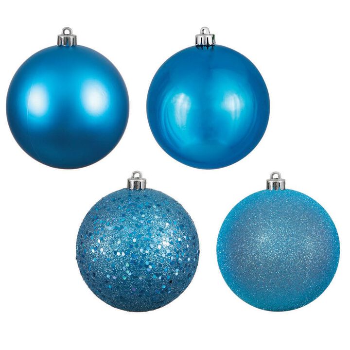 Vickerman 2.75" Turquoise 4-Finish Ball Ornament Assortment, 20 per Box