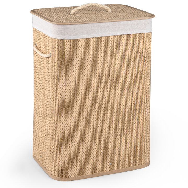 19 Gal Wicker Clothes Hamper with Removable Liner and Carry Handles
