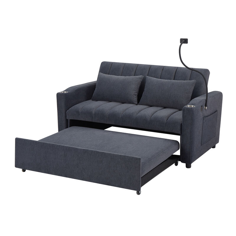 Merax Convertible Sofa Bed Loveseat with 3 USB Ports