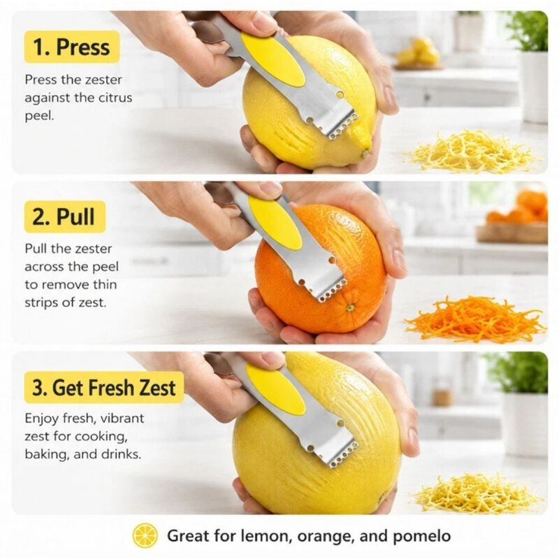 3-in-1 Lemon Zester Grater Peeler image number 2
