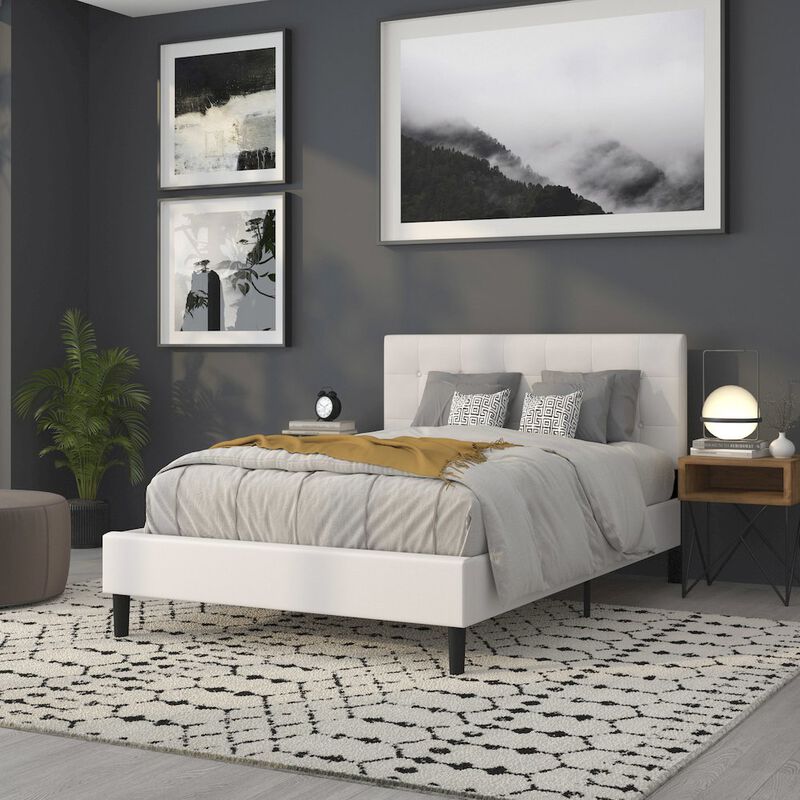 Flash Furniture Tufted Upholstered Full Size Headboard in White Vinyl image number 8