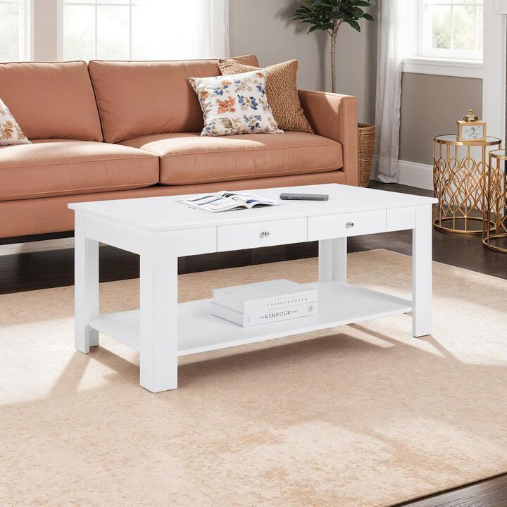 Convenience Concepts Designs2Go 2 Drawer Baja Coffee Table with Shelf