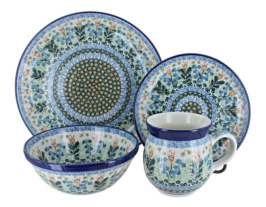Blue Rose Polish Pottery Athena 16 Piece Dinner Set