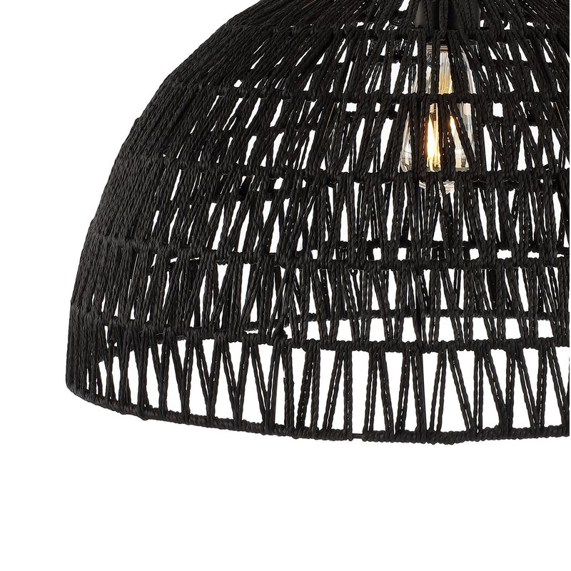 Campana Bohemian Modern Woven Rattaniron LED Pendant