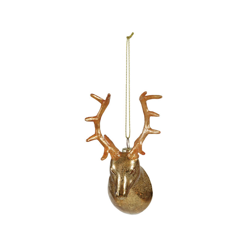 Gold Mercury Glass Deer Head Ornament image number 0