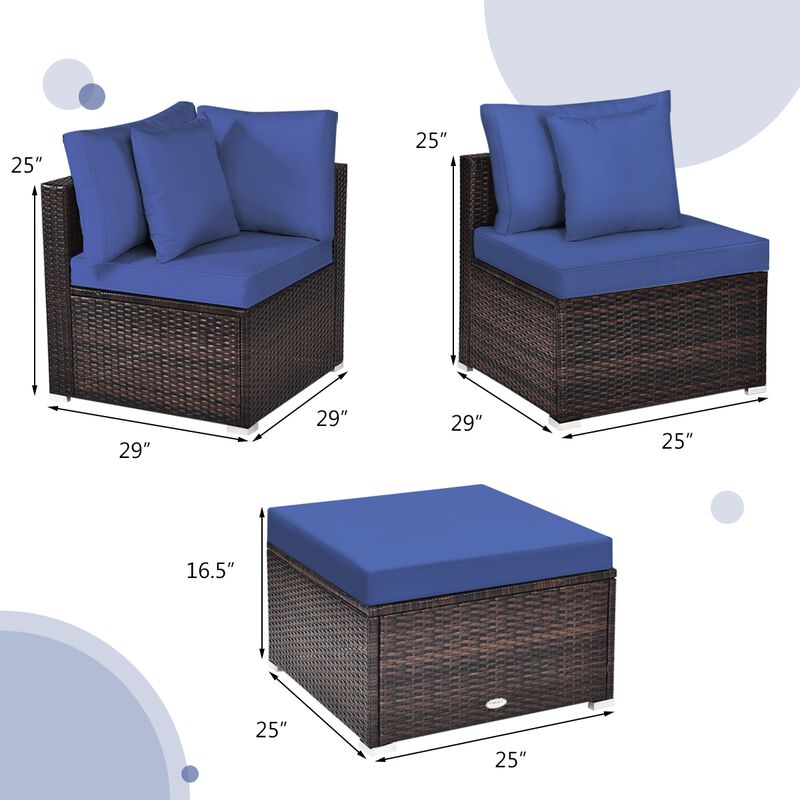 4 Pcs Ottoman Garden Deck Patio Rattan Wicker Furniture Set Cushioned Sofa