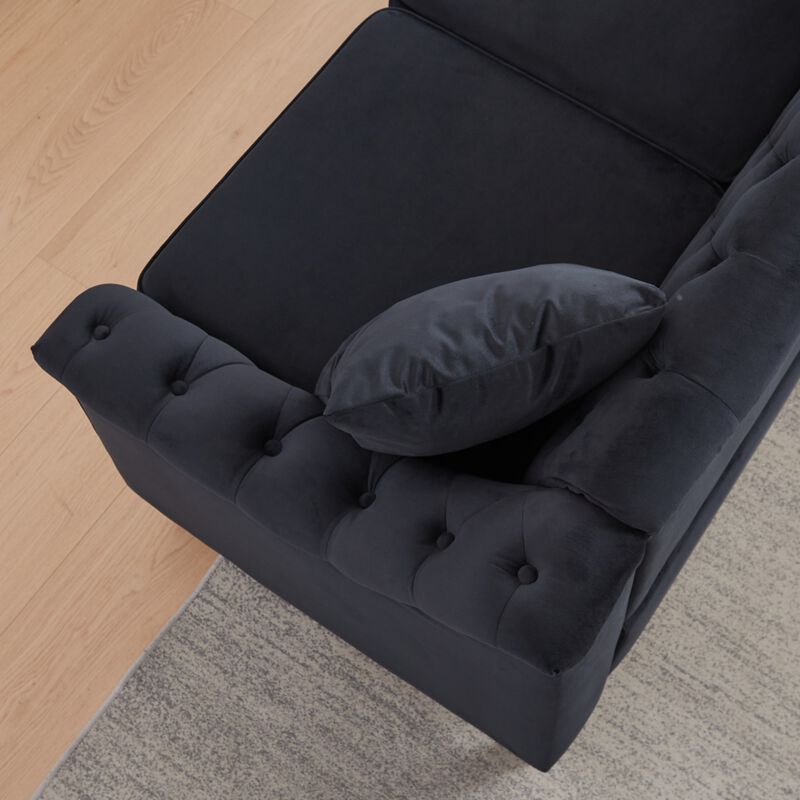 Frak 58.5" Velvet Chesterfield Loveseat image number 7