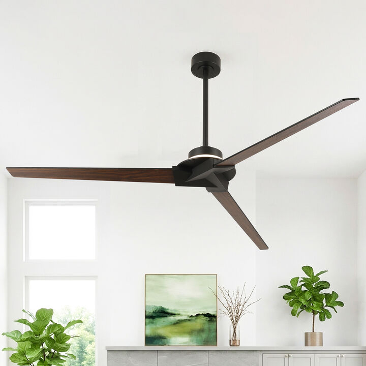 70" Modern Black Reversible Dimmable Large Ceiling Fan with Light and Remote