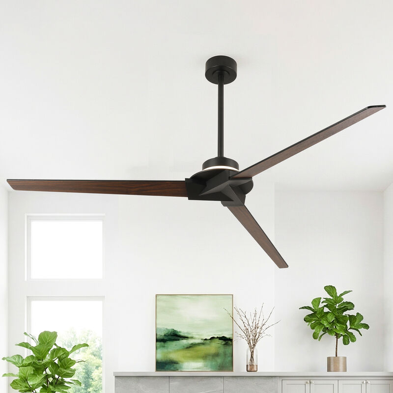 70" Modern Black Reversible Dimmable Large Ceiling Fan with Light and Remote image number 1