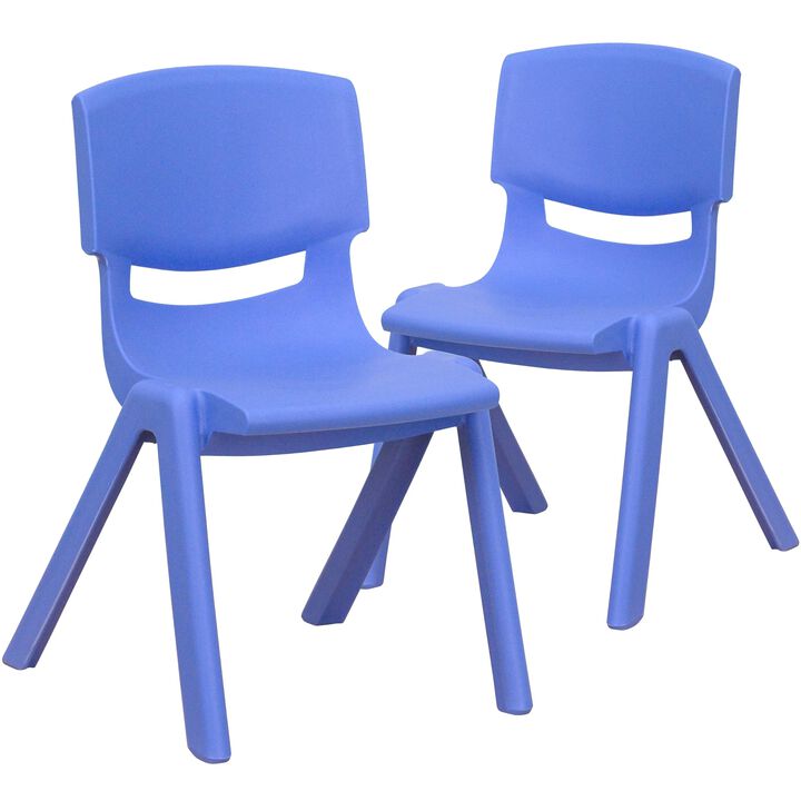 Flash Furniture Whitney 2 Pack Blue Plastic Stackable School Chair with 12" Seat Height