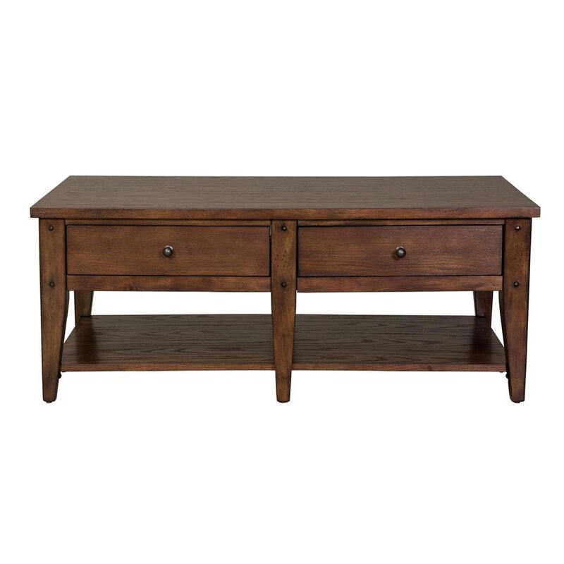 Liberty Furniture Lake House Cocktail Table in Rustic Brown Oak image number 1