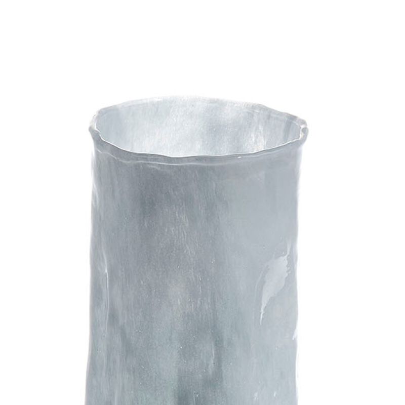Quia Tall Decorative Vase, Rough Body, Pale Blue Blown Glass 14 Inch