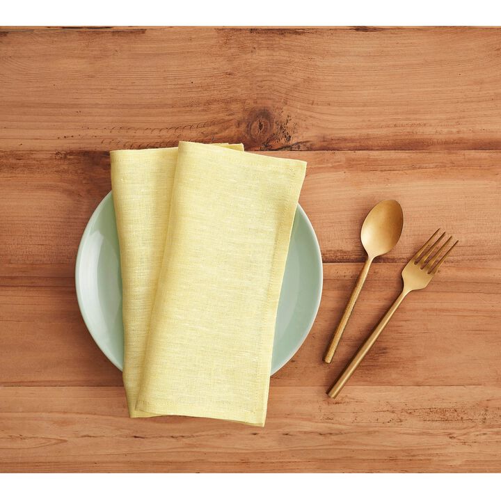 Solino Home 100% Pure Linen Cocktail Napkins 9 x 9 Inch Set of 12 - Athena
