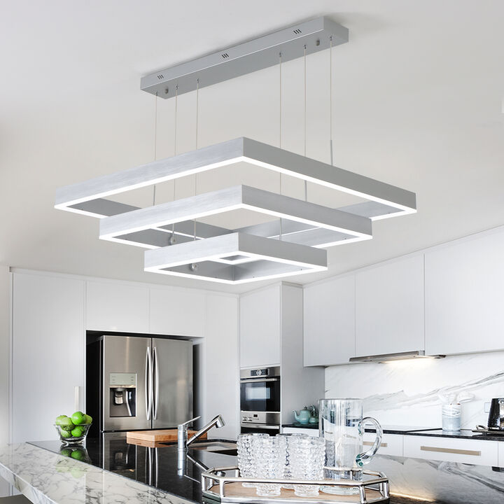 Modern Integrated LED Chandelier Square Large Light for Living Dinning Room