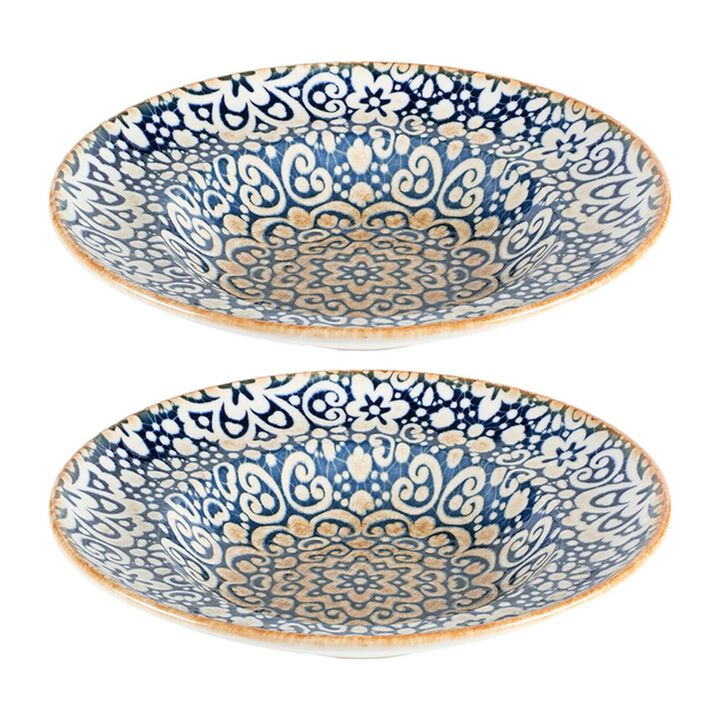 Alhambra dia.10.75" h:2.25" 16 oz. Round Decorated Porcelain Bowl (Set of 2)
